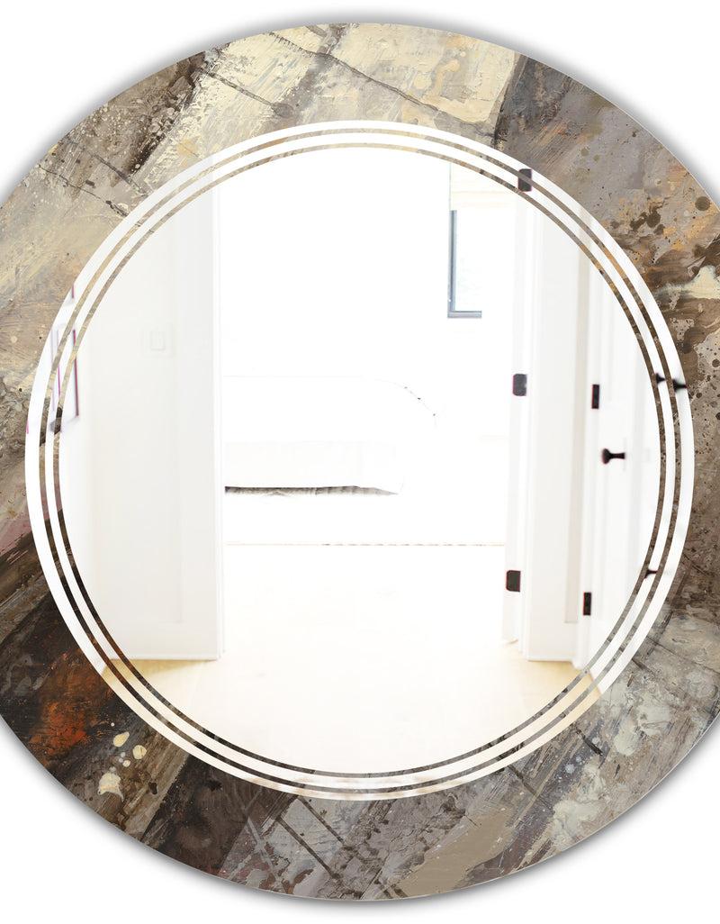 DesignQ Fire And Ice Minerals III - Modern Round Or Oval Wall Mirror - Triple C