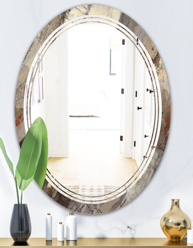 DesignQ Fire And Ice Minerals III - Modern Round Or Oval Wall Mirror - Triple C