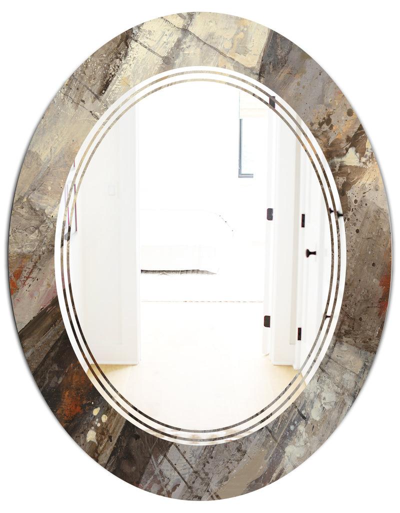 DesignQ Fire And Ice Minerals III - Modern Round Or Oval Wall Mirror - Triple C