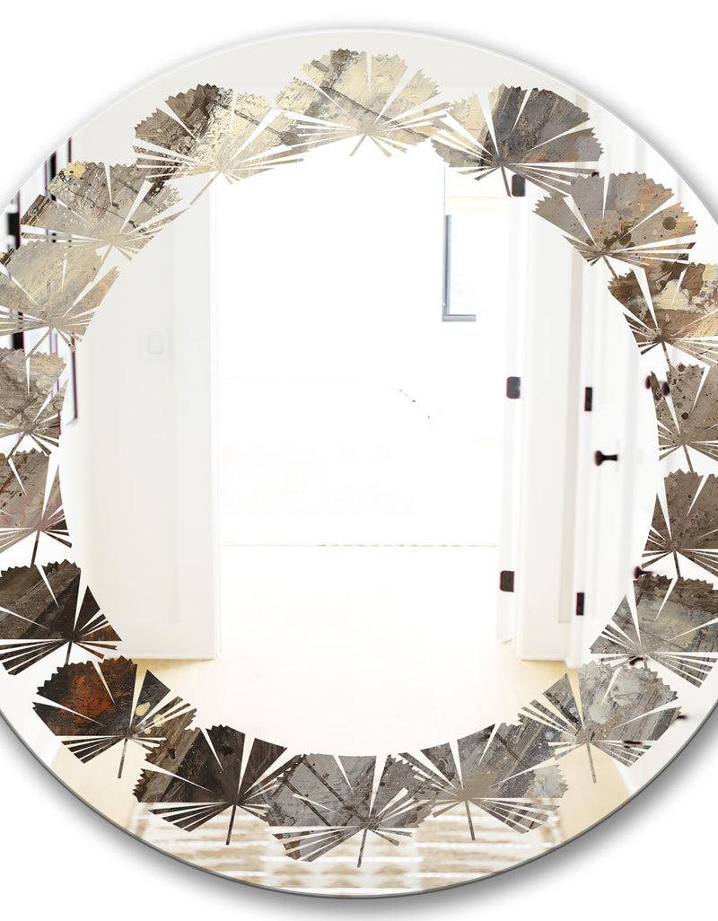 DesignQ Fire And Ice Minerals III - Modern Round Or Oval Wall Mirror - Leaves