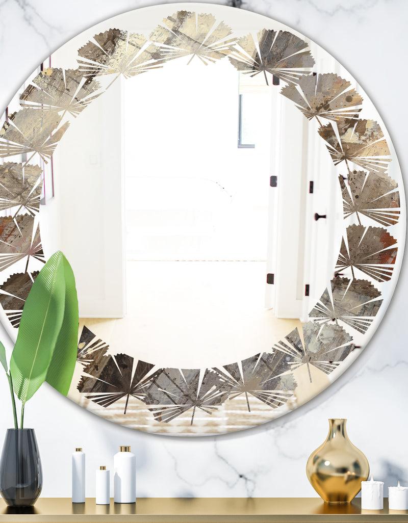 DesignQ Fire and Ice Minerals III - Modern Round or Oval Wall Mirror - Leaves