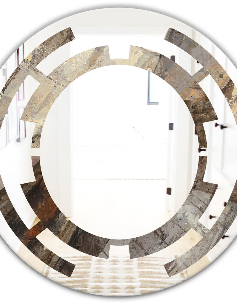 DesignQ Fire And Ice Minerals III - Modern Round Or Oval Wall Mirror - Space