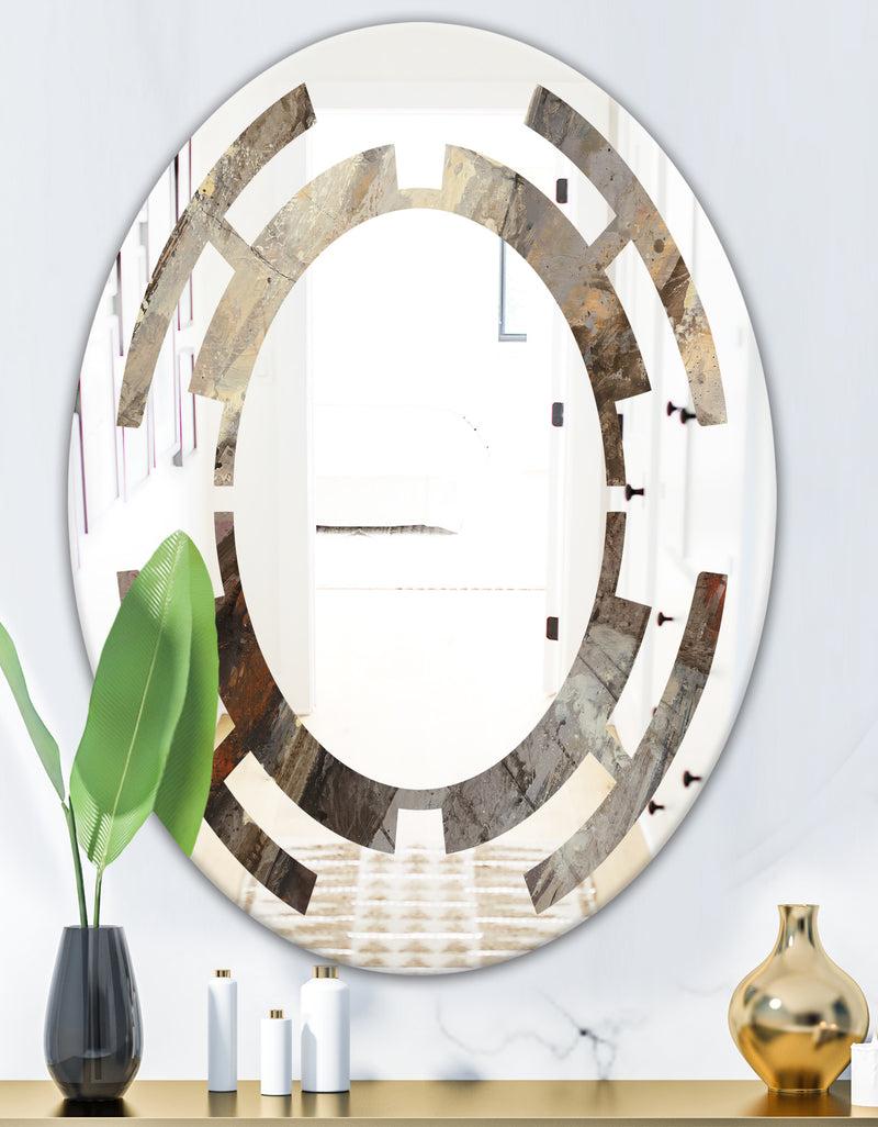 DesignQ Fire And Ice Minerals III - Modern Round Or Oval Wall Mirror - Space