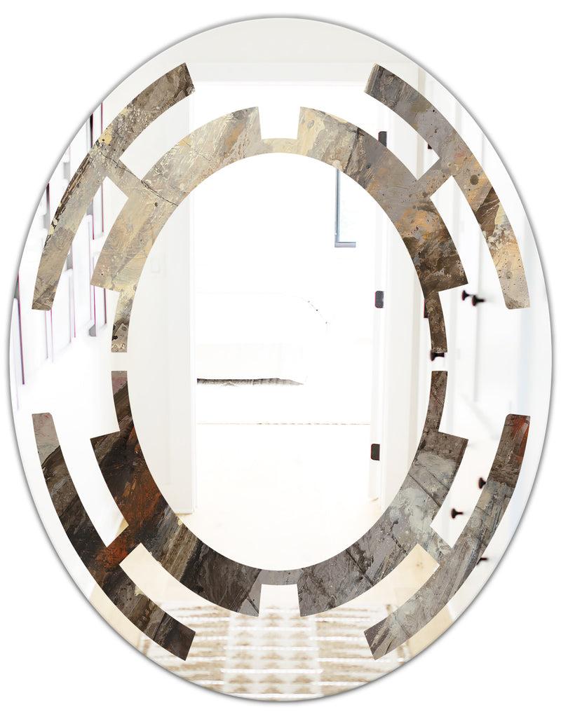 DesignQ Fire And Ice Minerals III - Modern Round Or Oval Wall Mirror - Space
