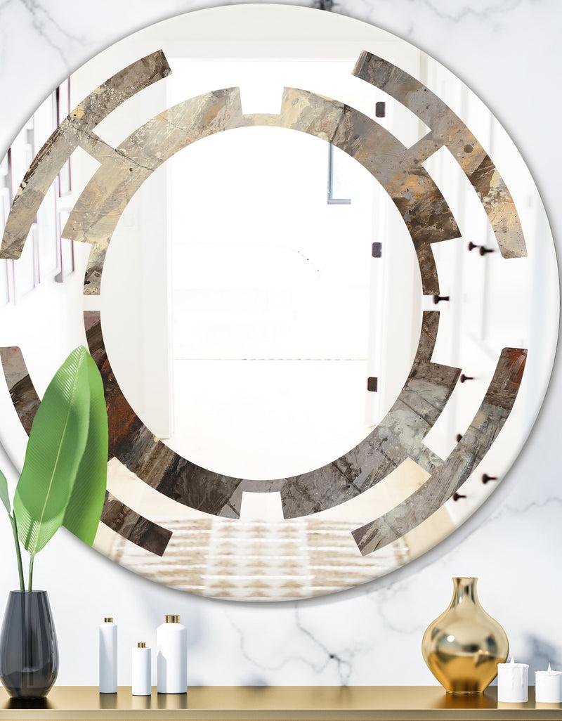 DesignQ Fire and Ice Minerals III - Modern Round or Oval Wall Mirror - Space