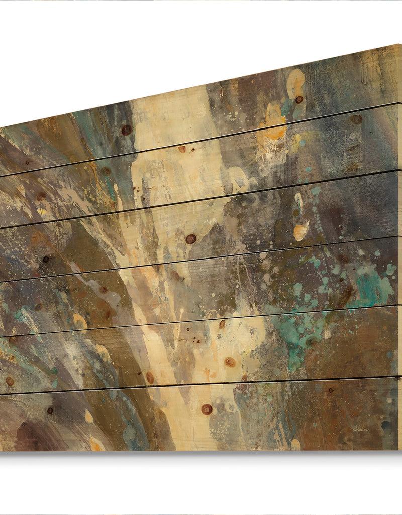 DesignQ Fire And Ice Minerals IV - Farmhouse Print On Natural Pine Wood