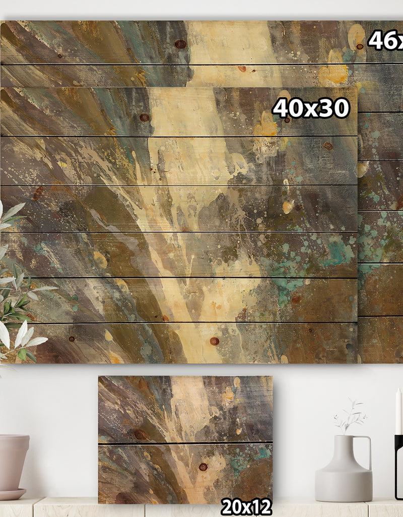 DesignQ Fire And Ice Minerals IV - Farmhouse Print On Natural Pine Wood