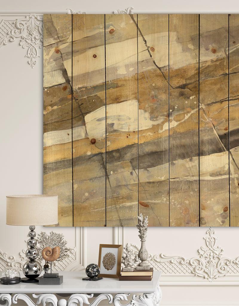 DesignQ Fire and Ice Minerals V - Modern & Contemporary Print on Natural Pine Wood