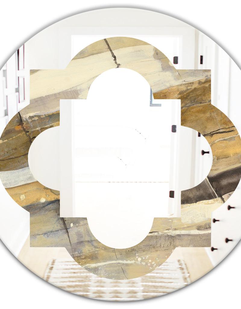 DesignQ Fire And Ice Minerals V - Modern Round Or Oval Wall Mirror - Quatrefoil