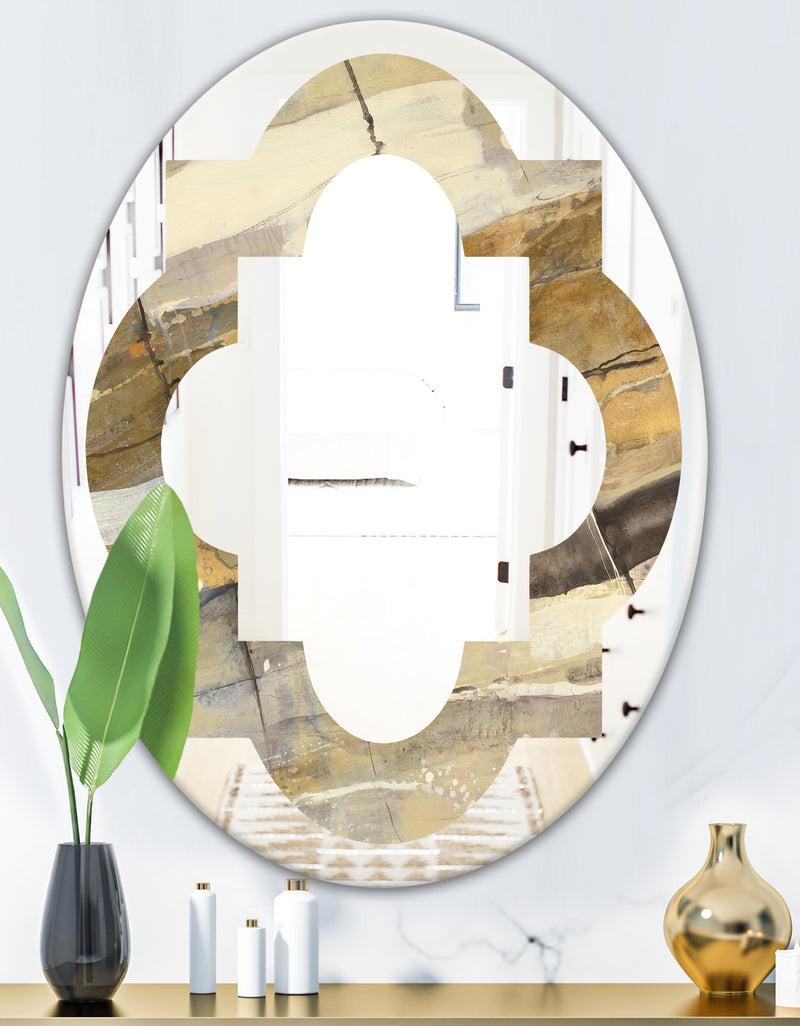DesignQ Fire And Ice Minerals V - Modern Round Or Oval Wall Mirror - Quatrefoil