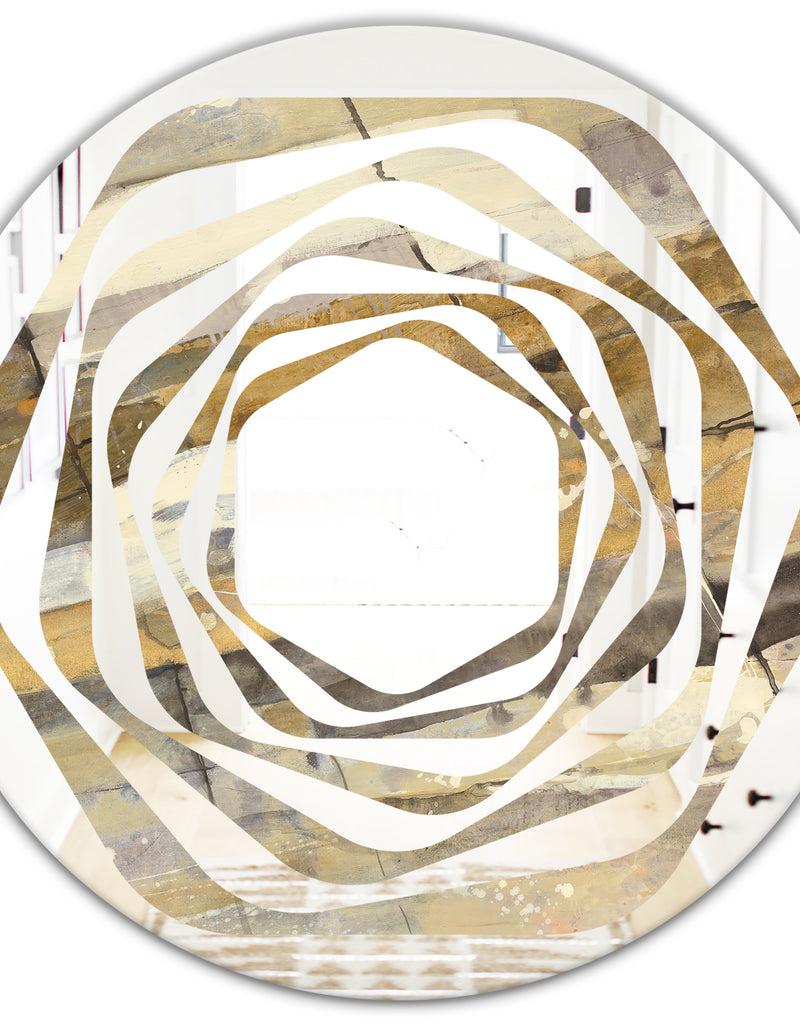 DesignQ Fire And Ice Minerals V - Modern Round Or Oval Wall Mirror - Whirl