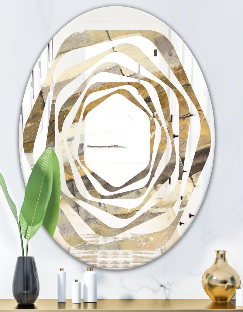 DesignQ Fire And Ice Minerals V - Modern Round Or Oval Wall Mirror - Whirl