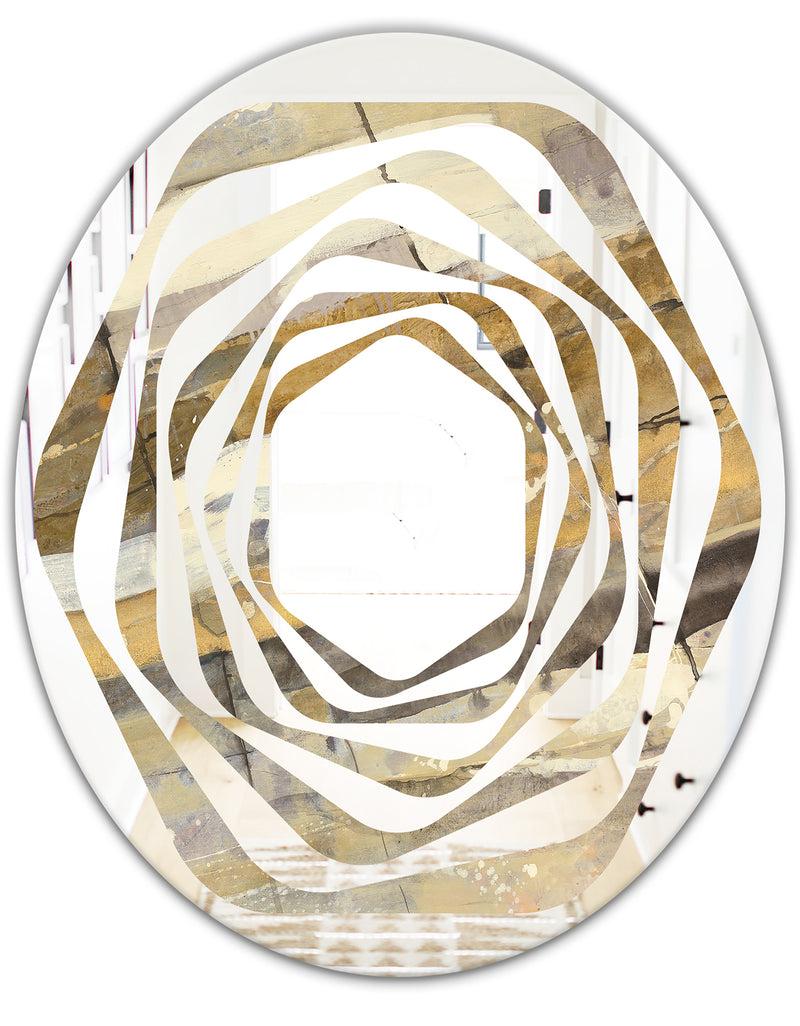 DesignQ Fire And Ice Minerals V - Modern Round Or Oval Wall Mirror - Whirl