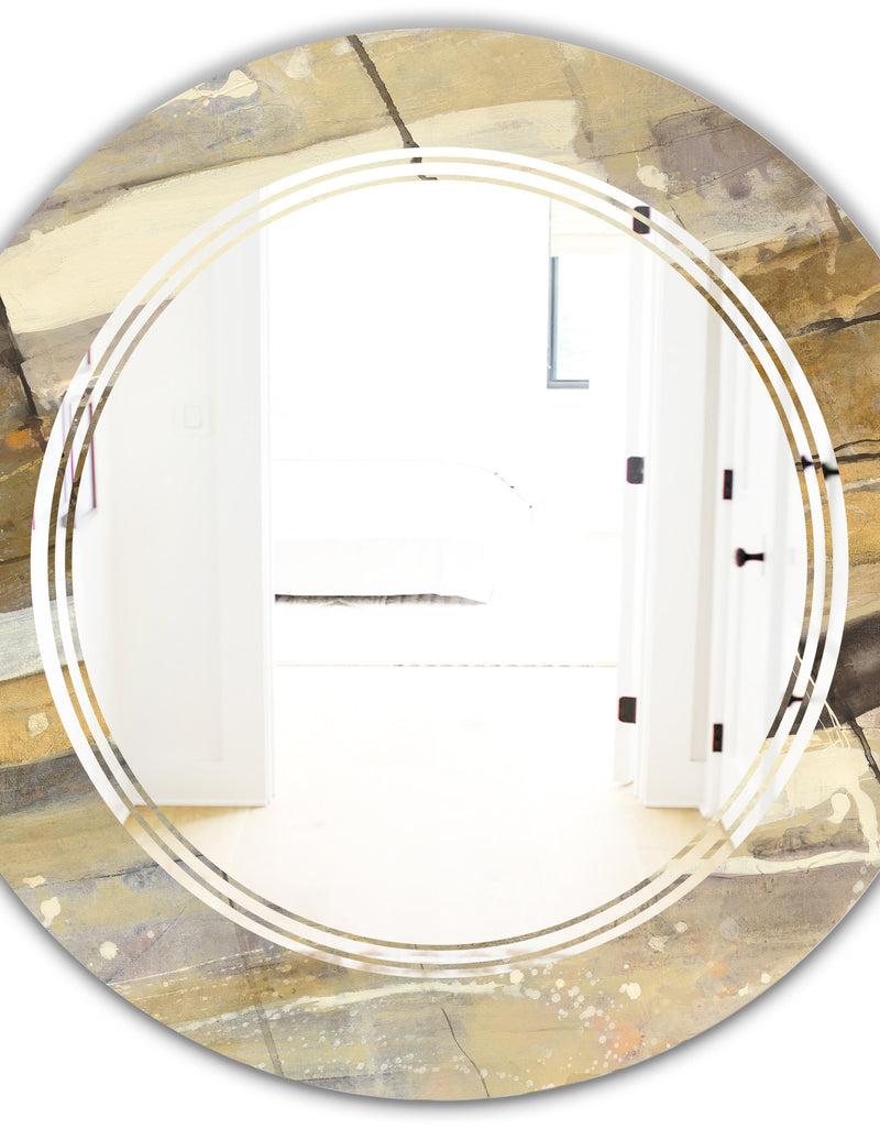 DesignQ Fire And Ice Minerals V - Modern Round Or Oval Wall Mirror - Triple C