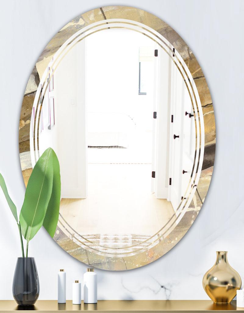 DesignQ Fire And Ice Minerals V - Modern Round Or Oval Wall Mirror - Triple C