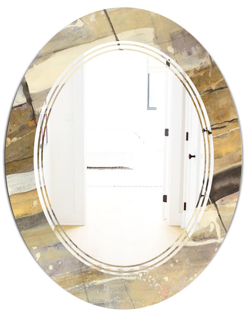 DesignQ Fire And Ice Minerals V - Modern Round Or Oval Wall Mirror - Triple C