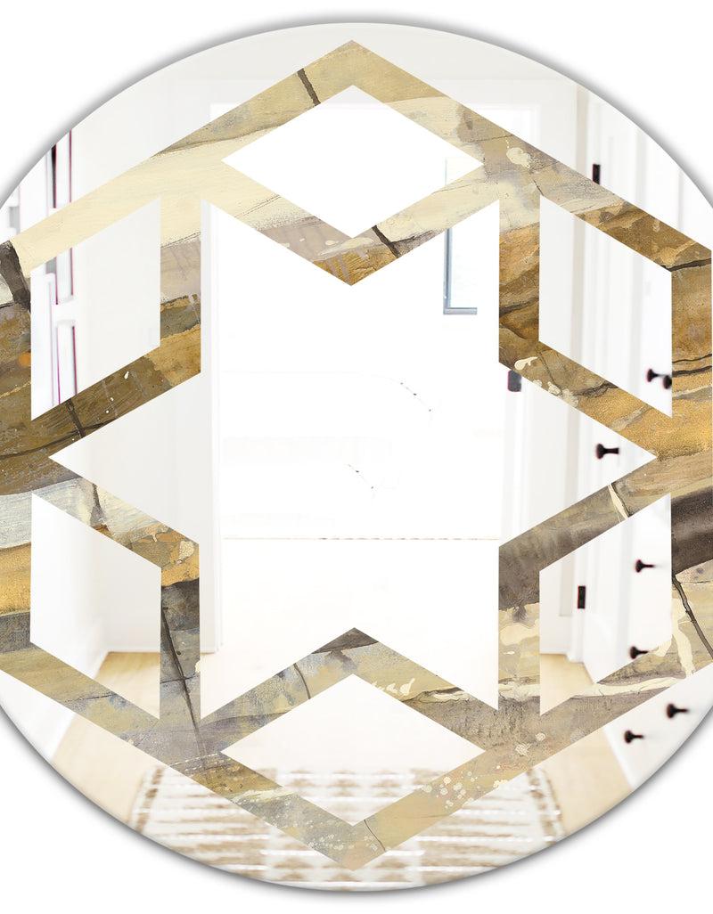 DesignQ Fire And Ice Minerals V - Modern Round Or Oval Wall Mirror - Hexagon Star
