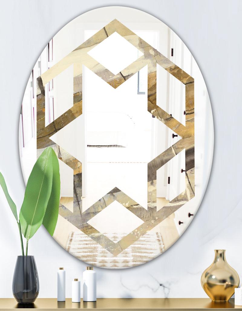 DesignQ Fire And Ice Minerals V - Modern Round Or Oval Wall Mirror - Hexagon Star