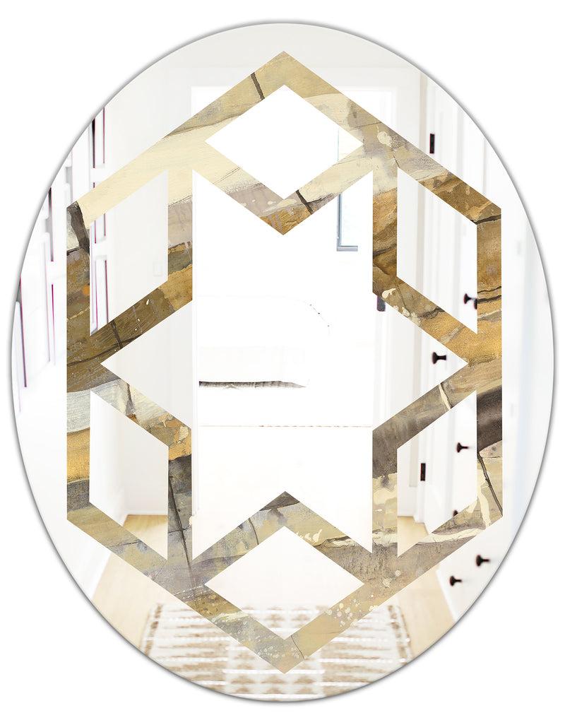 DesignQ Fire And Ice Minerals V - Modern Round Or Oval Wall Mirror - Hexagon Star