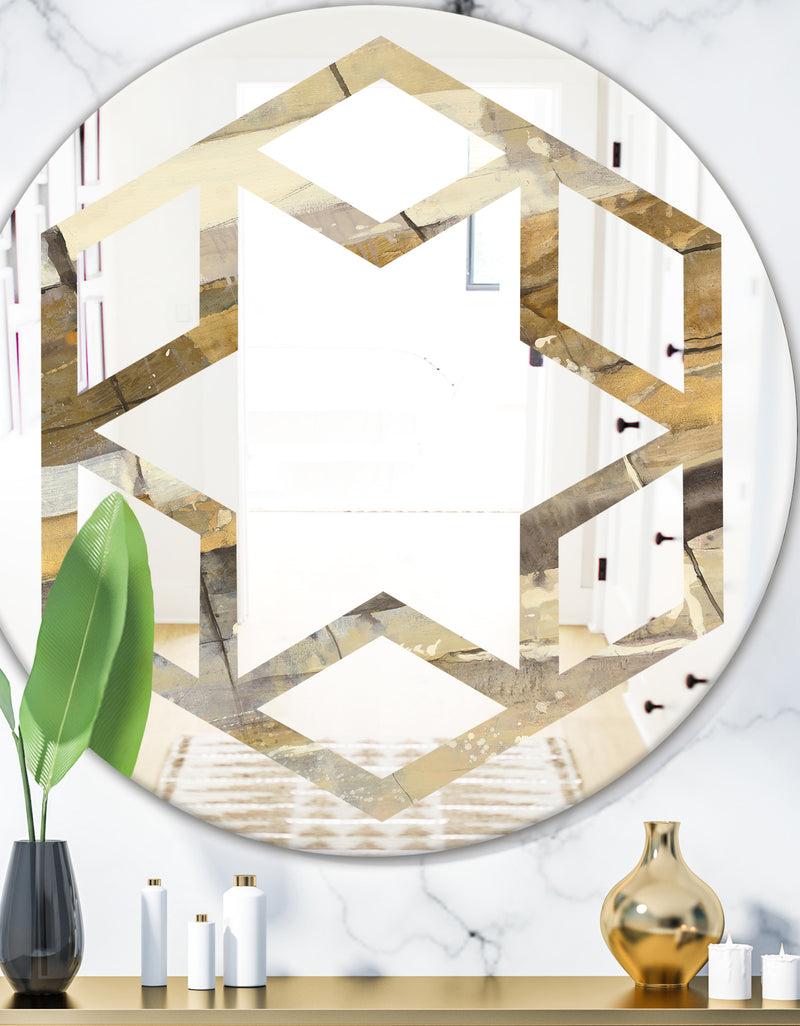 DesignQ Fire and Ice Minerals V - Modern Round or Oval Wall Mirror - Hexagon Star