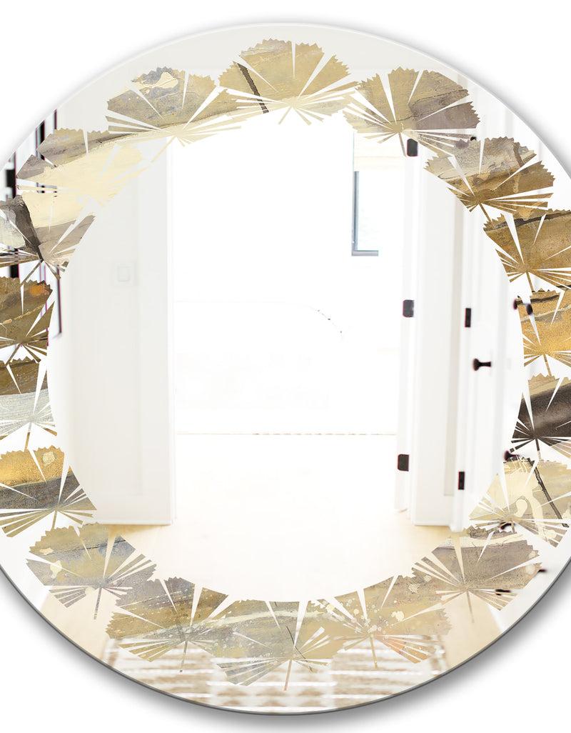 DesignQ Fire And Ice Minerals V - Modern Round Or Oval Wall Mirror - Leaves