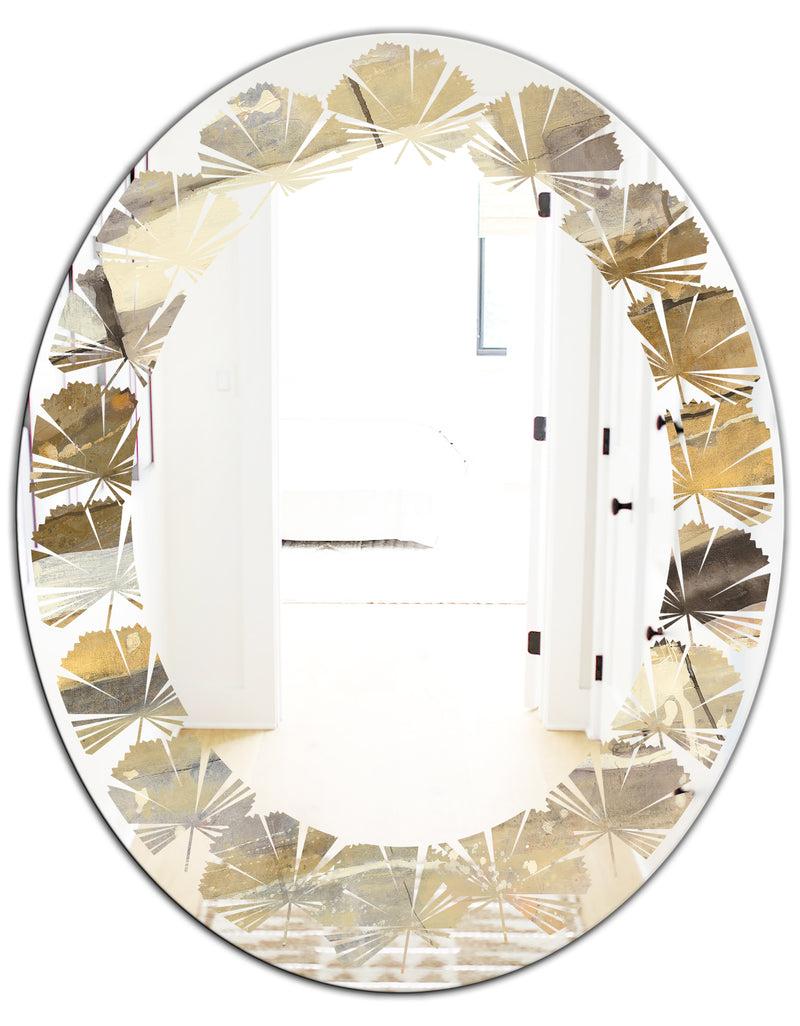 DesignQ Fire And Ice Minerals V - Modern Round Or Oval Wall Mirror - Leaves