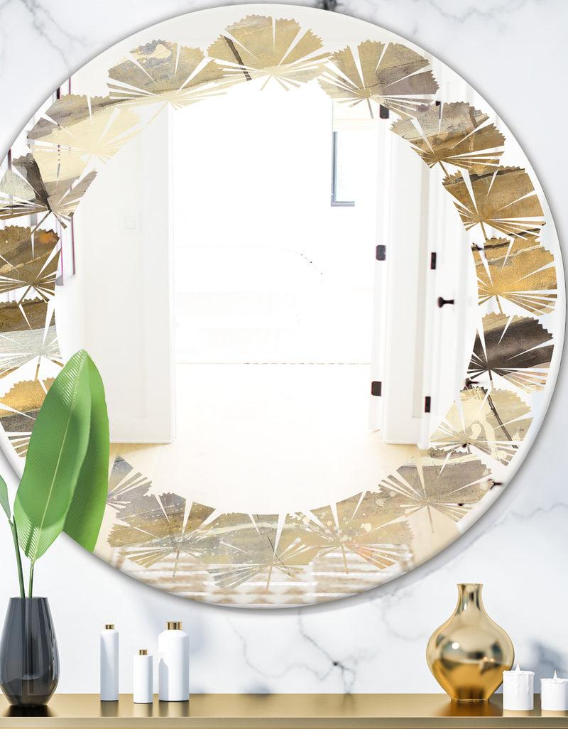 DesignQ Fire and Ice Minerals V - Modern Round or Oval Wall Mirror - Leaves