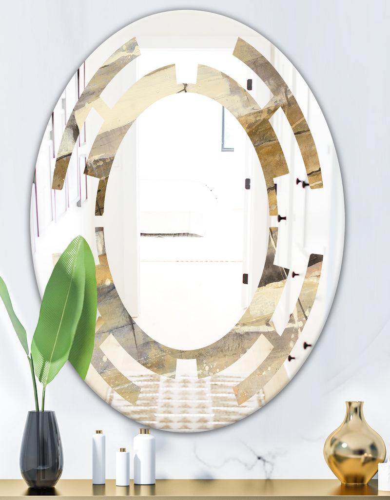 DesignQ Fire And Ice Minerals V - Modern Round Or Oval Wall Mirror - Space