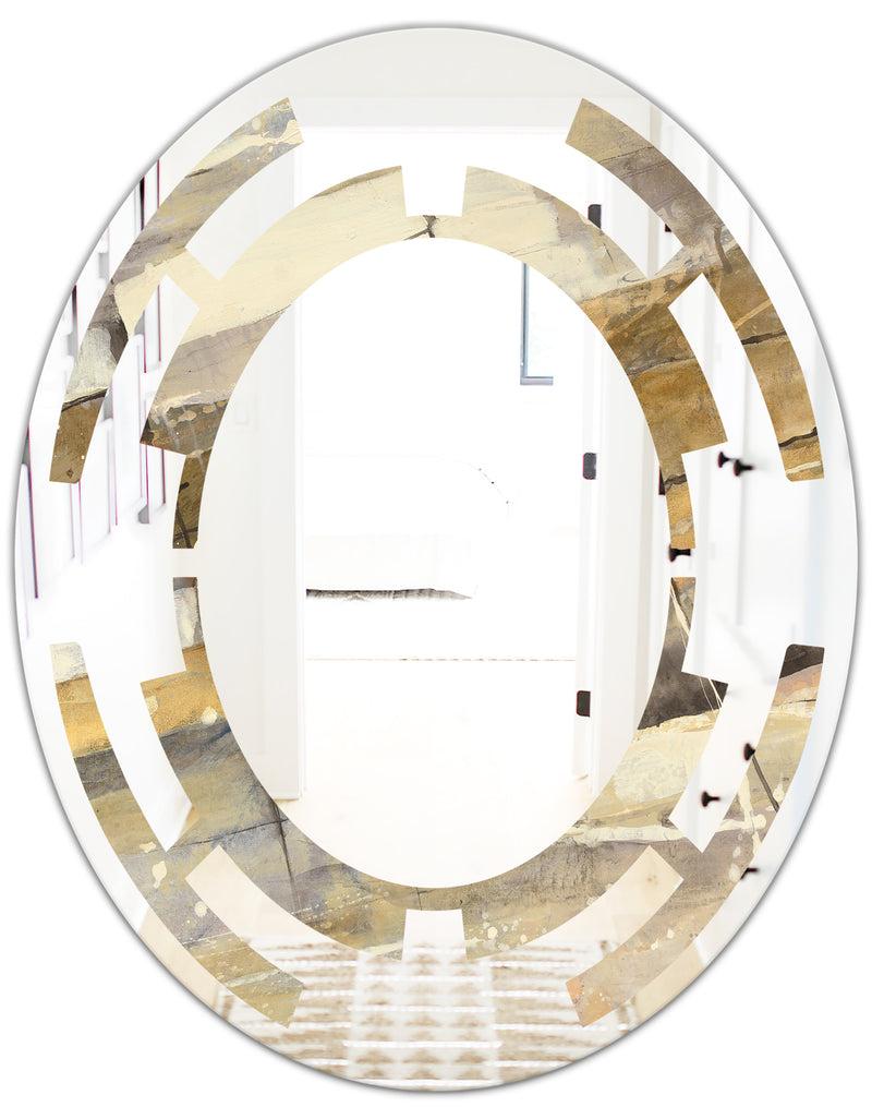 DesignQ Fire And Ice Minerals V - Modern Round Or Oval Wall Mirror - Space