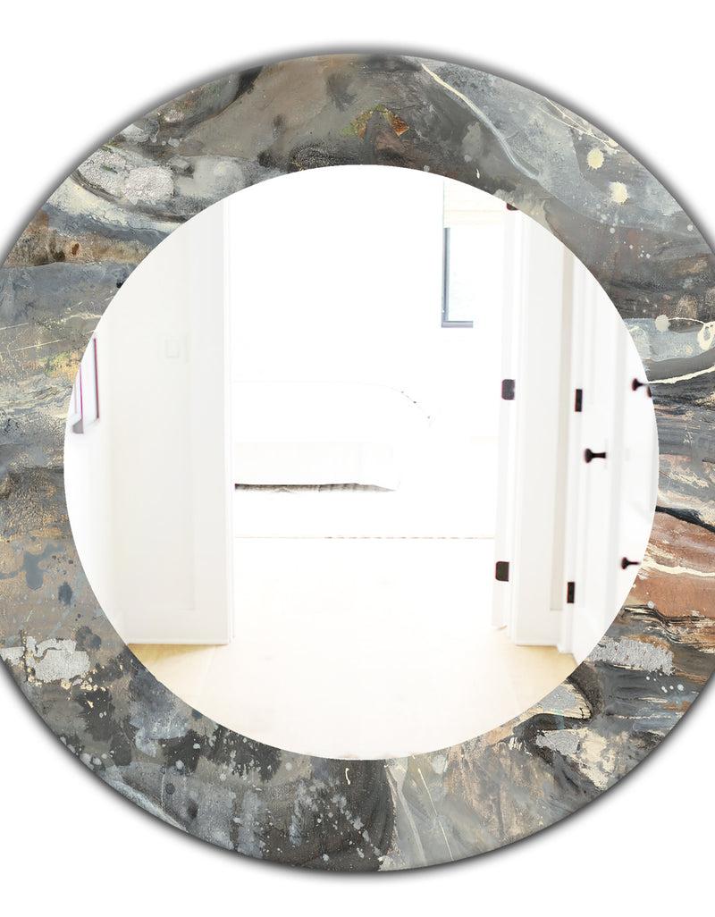 DesignQ Fire And Ice Minerals VI - Modern Mirror - Frameless Oval Or Round Wall Mirror