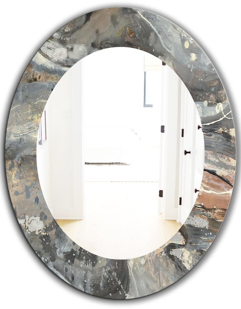 DesignQ Fire And Ice Minerals VI - Modern Mirror - Frameless Oval Or Round Wall Mirror