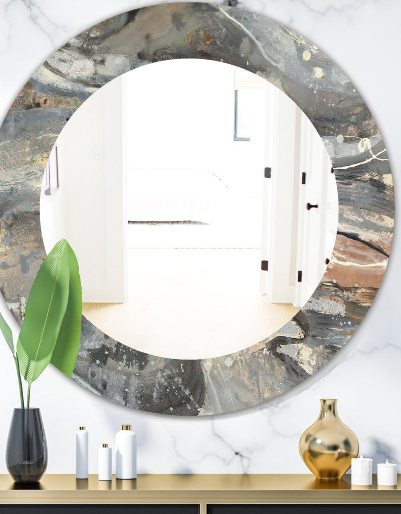DesignQ Fire and Ice Minerals VI - Modern Mirror - Frameless Oval or Round Wall Mirror