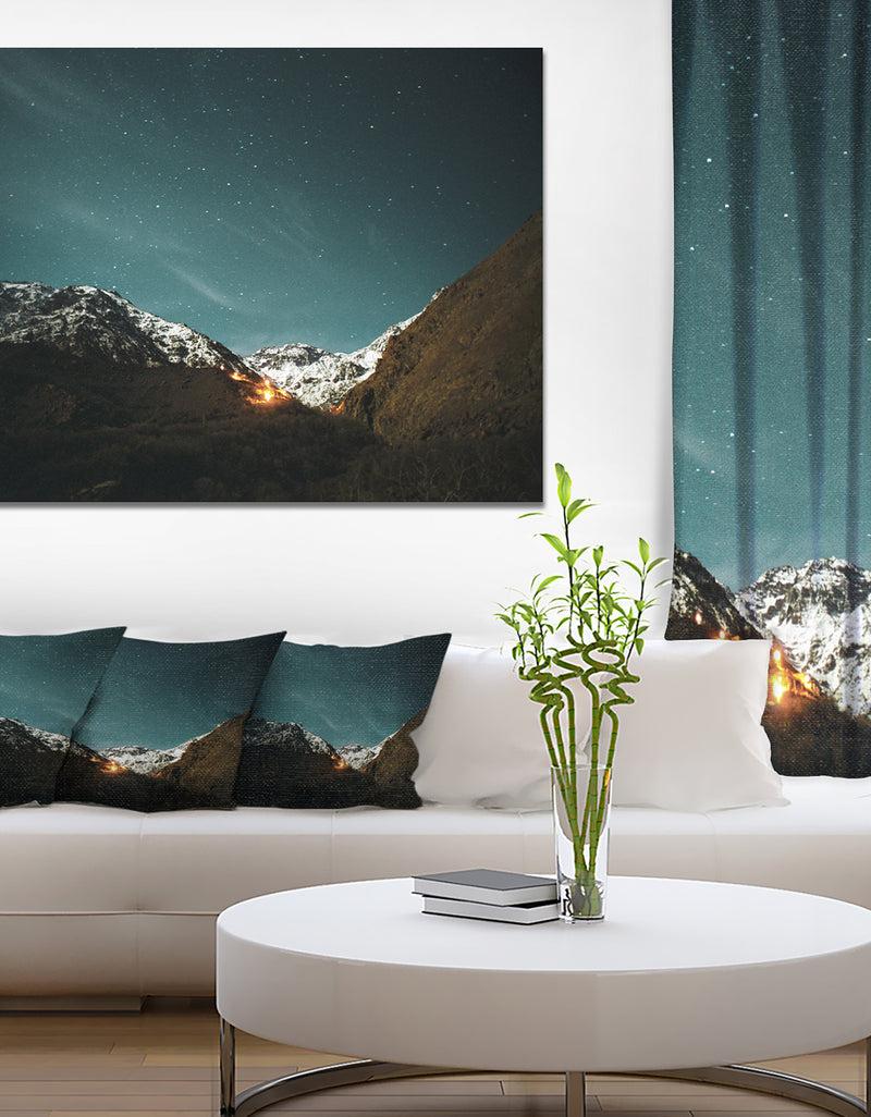 DesignQ Fire In Rugged Mountains - Large Landscape Canvas Art Print