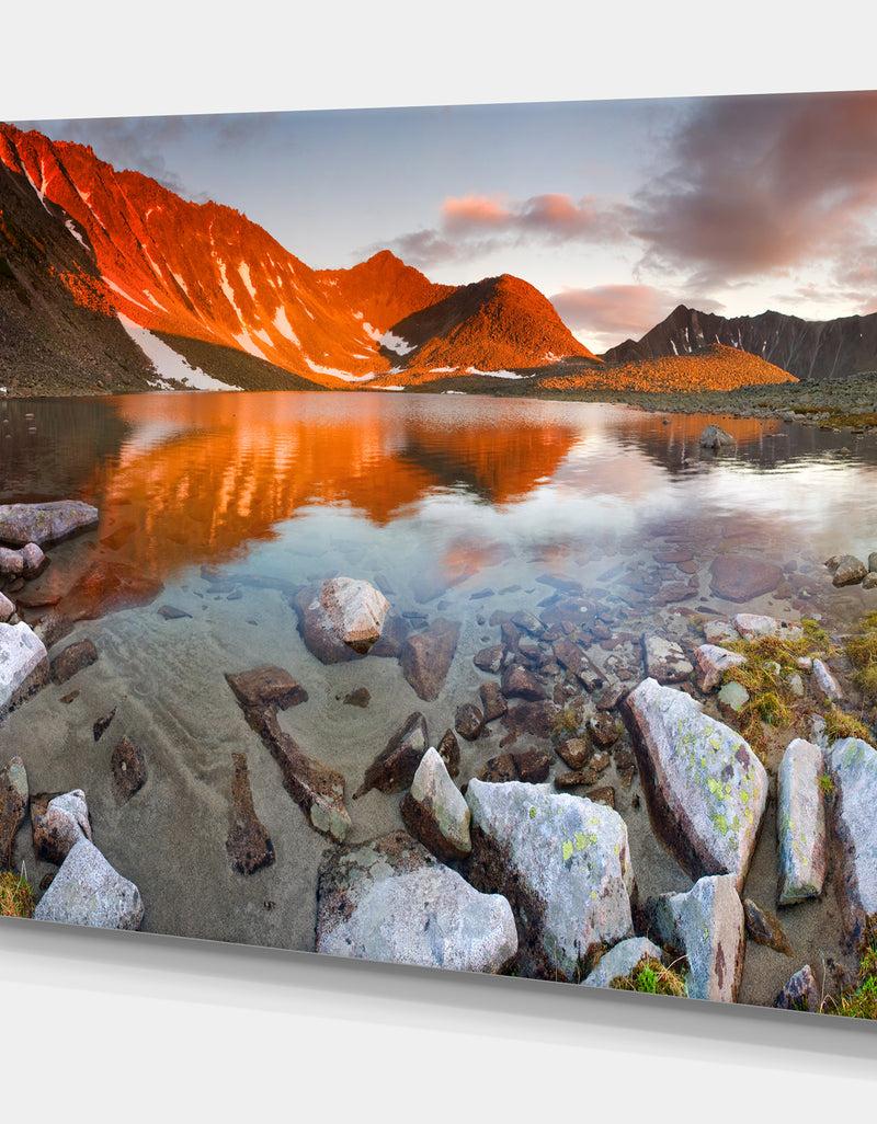 DesignQ Fire Lake - Lake Landscapes Photographic On Wrapped Canvas