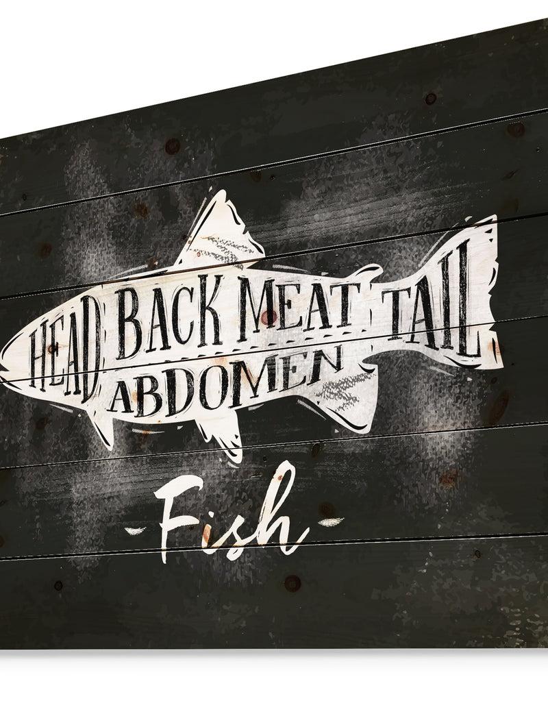 DesignQ Fish Cutting Scheme Chalk - Animals Painting Print On Natural Pine Wood