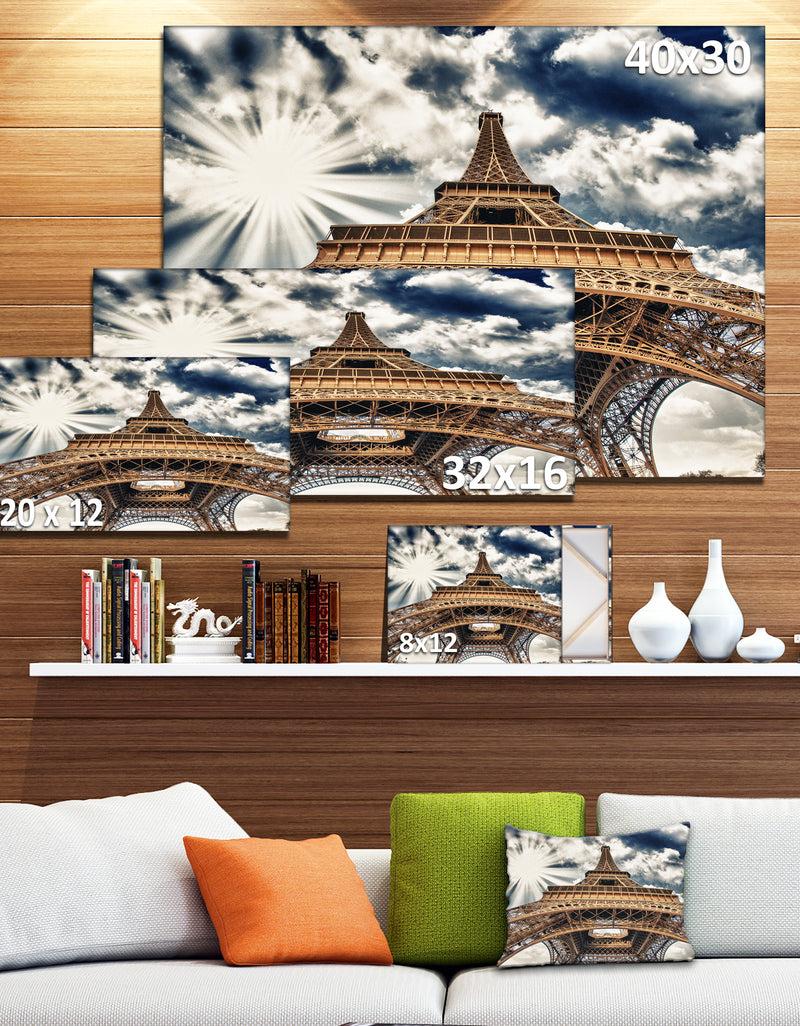 DesignQ Fisheye View Of Eiffel Tower - Cityscape Digital Art Canvas Print