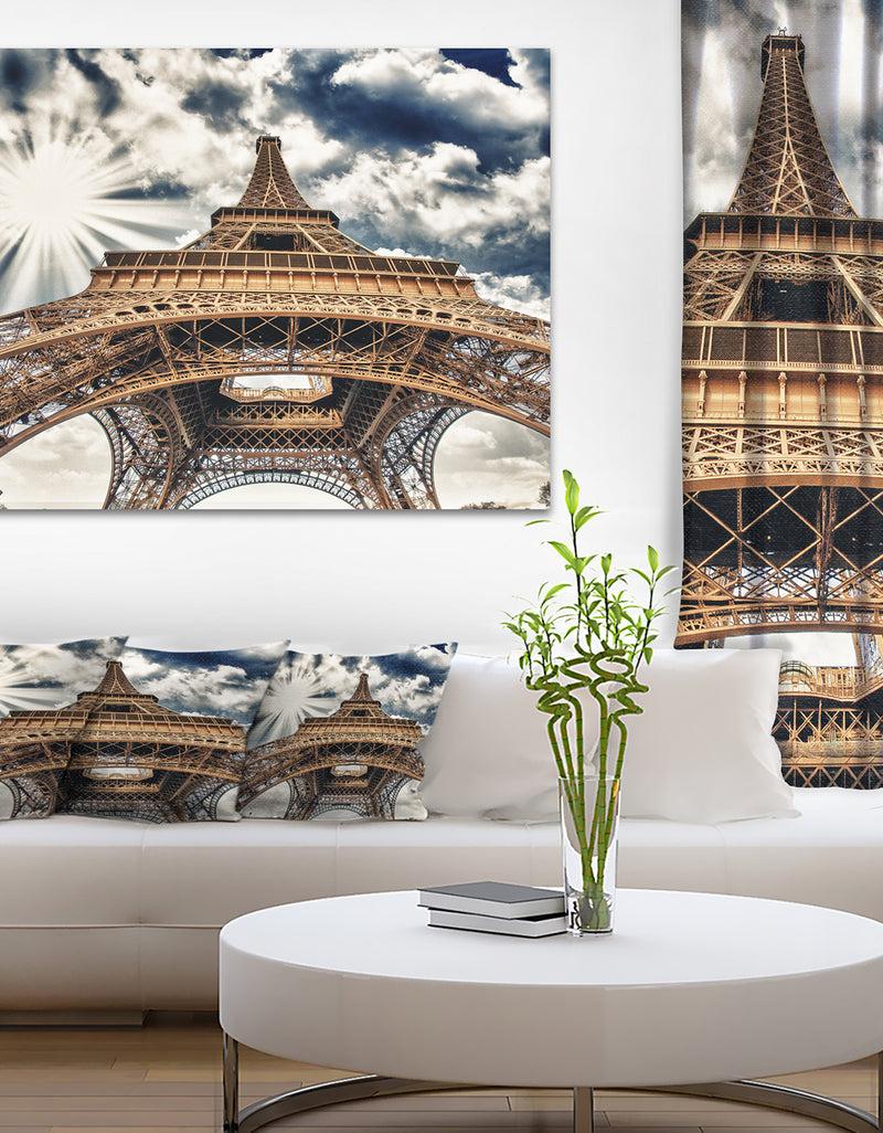DesignQ Fisheye View of Eiffel Tower - Cityscape Digital Art Canvas Print