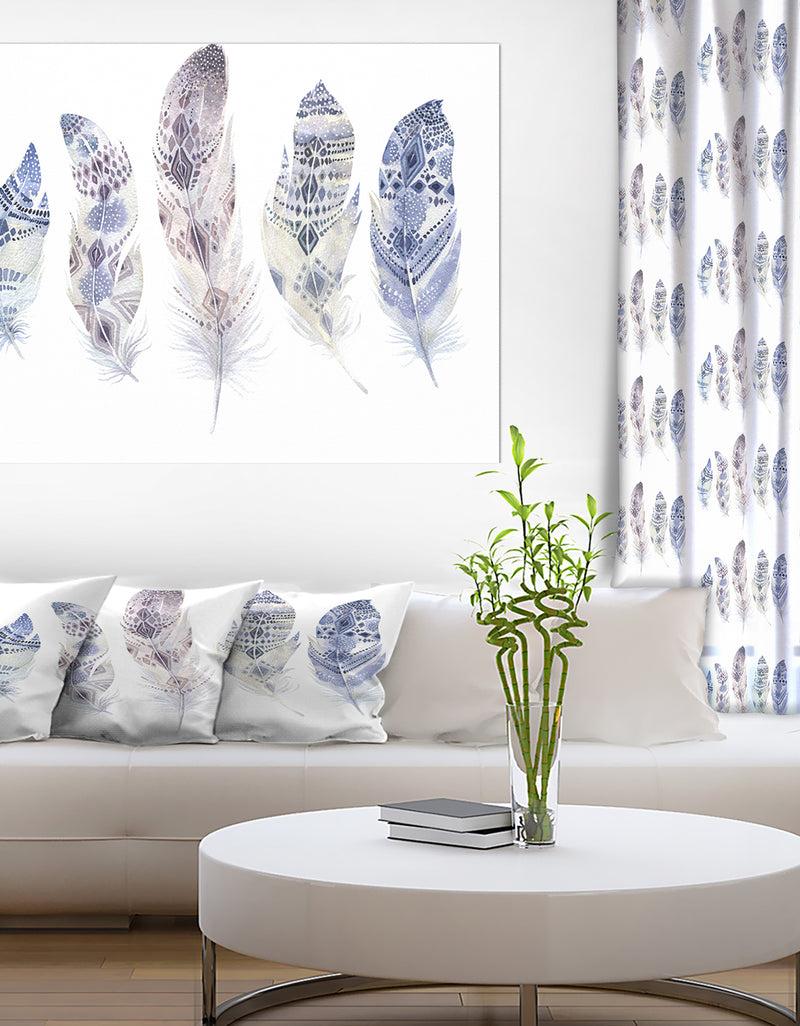 DesignQ Five Feathers - Animals Painting Print On Wrapped Canvas