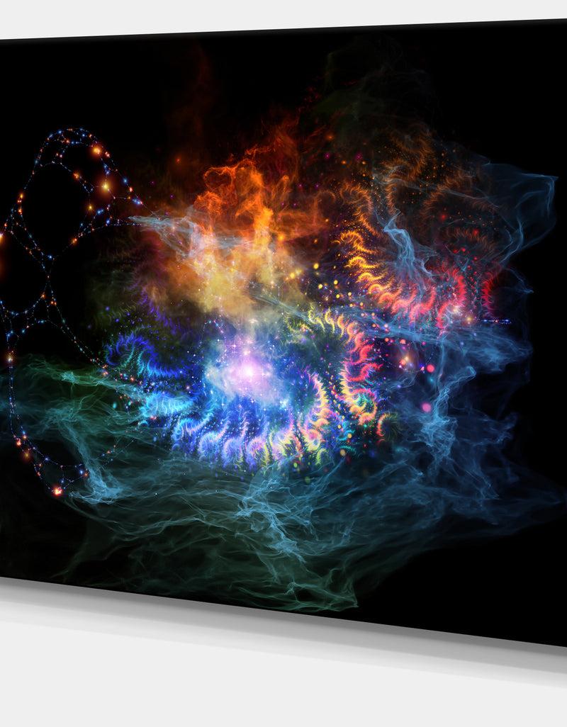 DesignQ Flame Lights Of Network - Abstract Digital Art Canvas Print