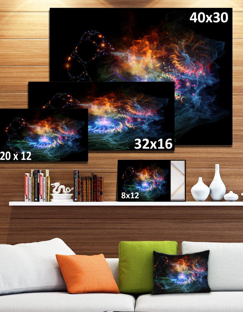 DesignQ Flame Lights Of Network - Abstract Digital Art Canvas Print