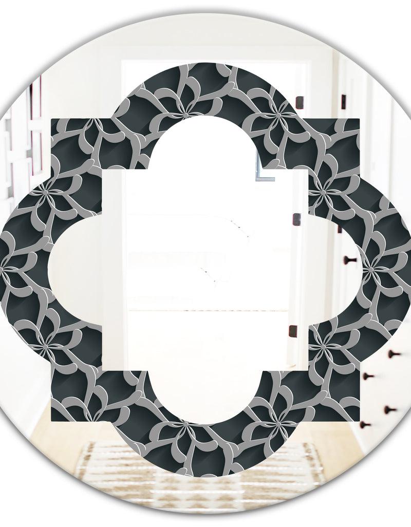 DesignQ Floral 3d Pattern Background. - Modern Round Or Oval Wall Mirror - Quatrefoil