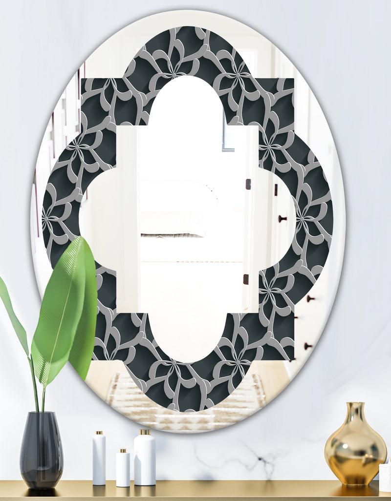 DesignQ Floral 3d Pattern Background. - Modern Round Or Oval Wall Mirror - Quatrefoil