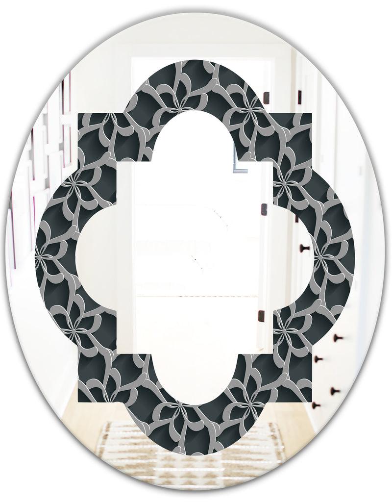 DesignQ Floral 3d Pattern Background. - Modern Round Or Oval Wall Mirror - Quatrefoil
