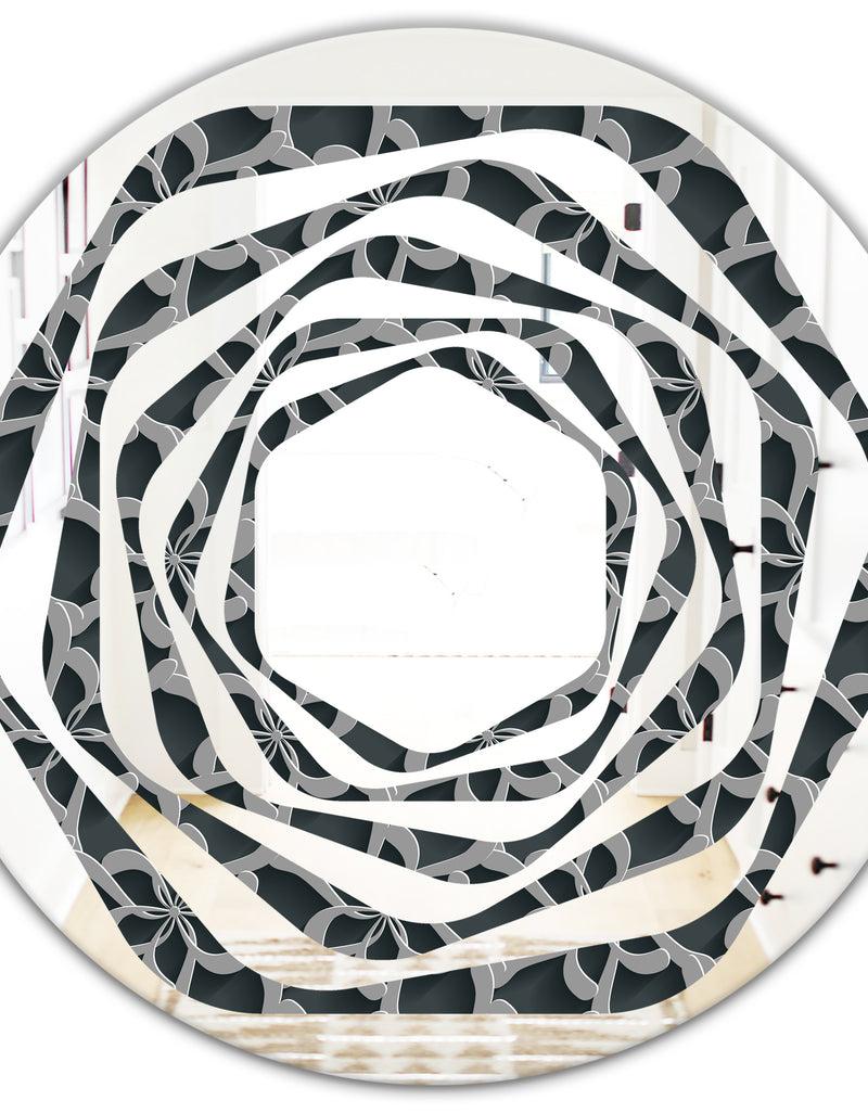 DesignQ Floral 3d Pattern Background. - Modern Round Or Oval Wall Mirror - Whirl