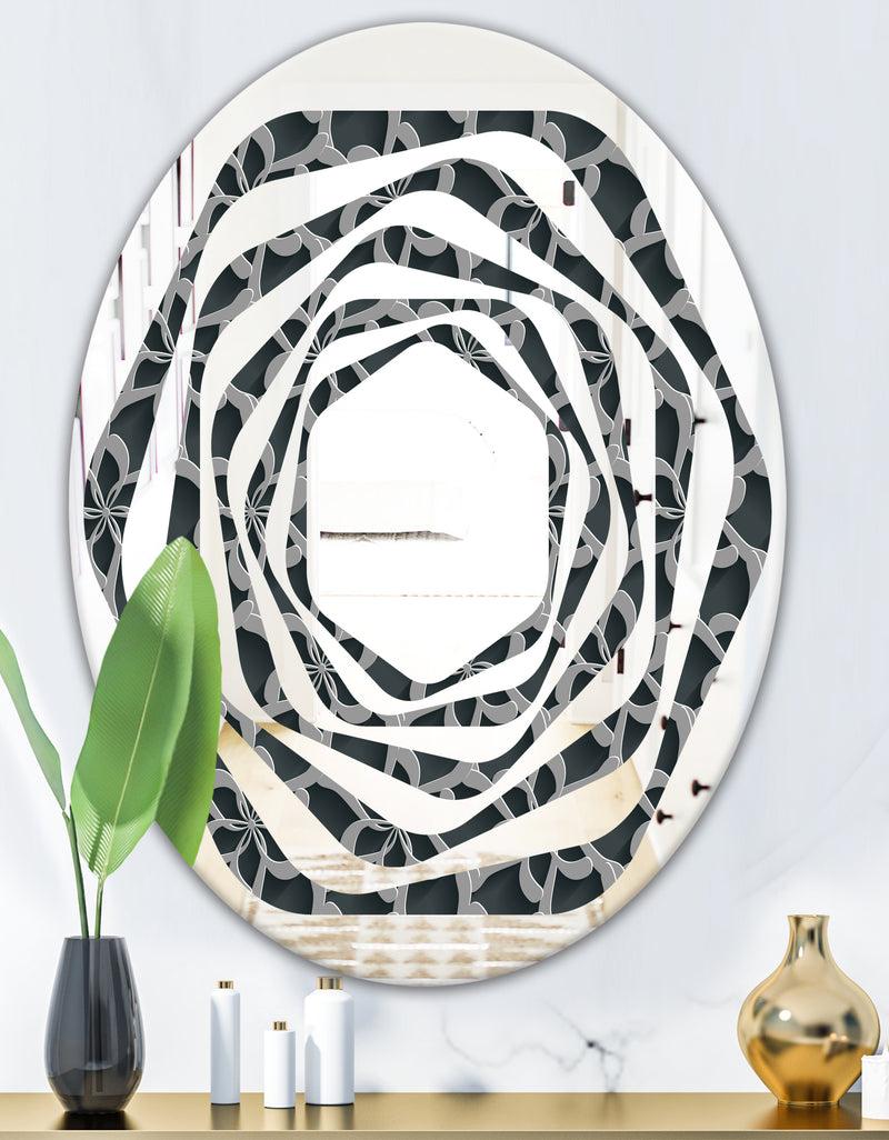 DesignQ Floral 3d Pattern Background. - Modern Round Or Oval Wall Mirror - Whirl