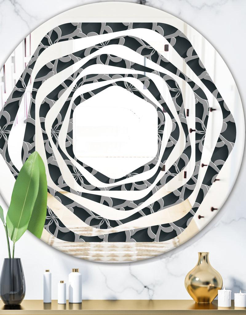 DesignQ Floral 3d Pattern Background. - Modern Round or Oval Wall Mirror - Whirl