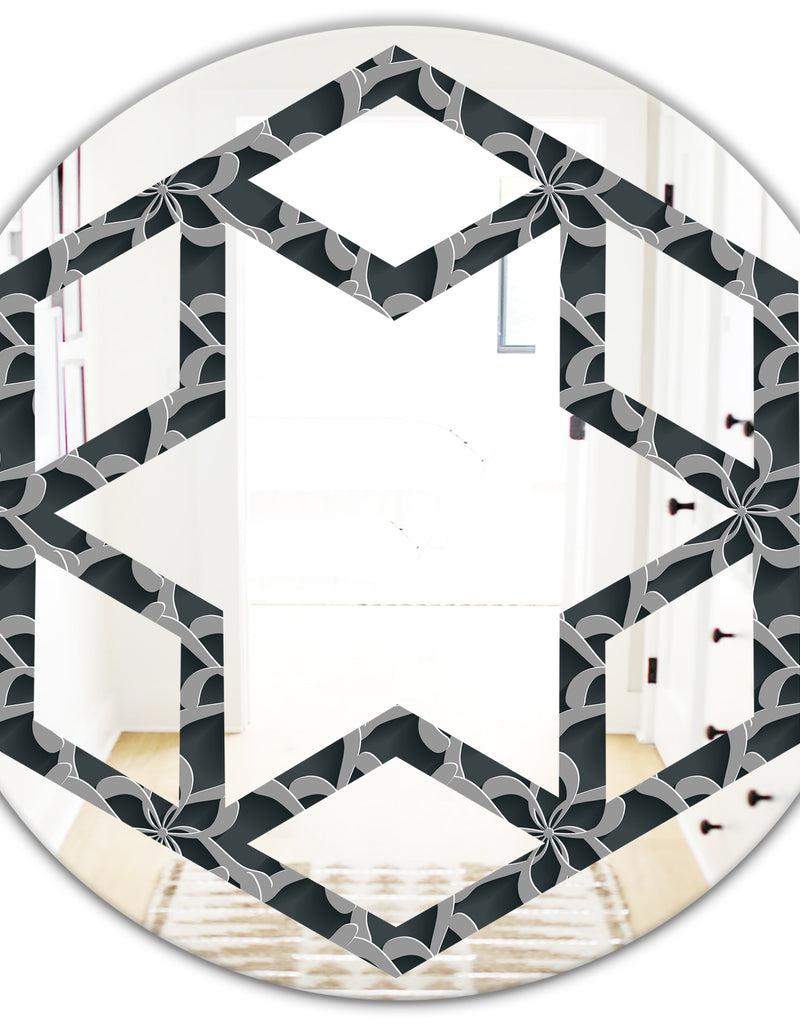 DesignQ Floral 3d Pattern Background. - Modern Round Or Oval Wall Mirror - Hexagon Star