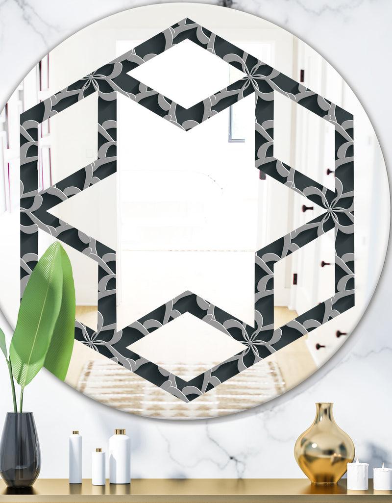 DesignQ Floral 3d Pattern Background. - Modern Round or Oval Wall Mirror - Hexagon Star