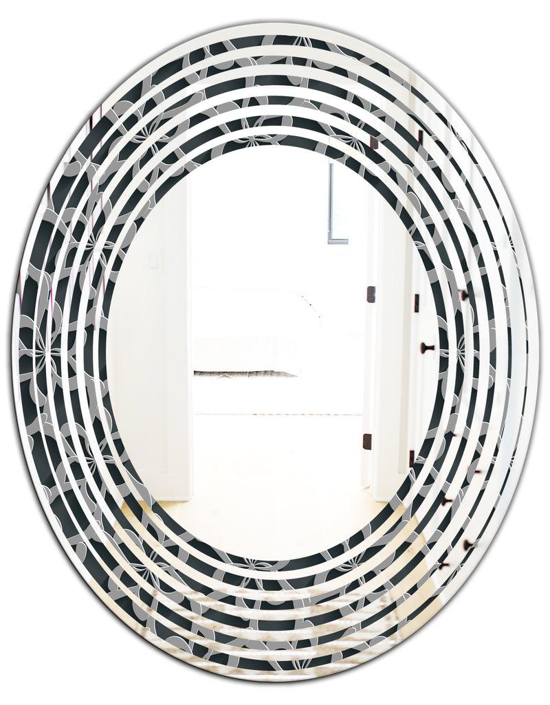DesignQ Floral 3d Pattern Background. - Modern Round Or Oval Wall Mirror - Wave