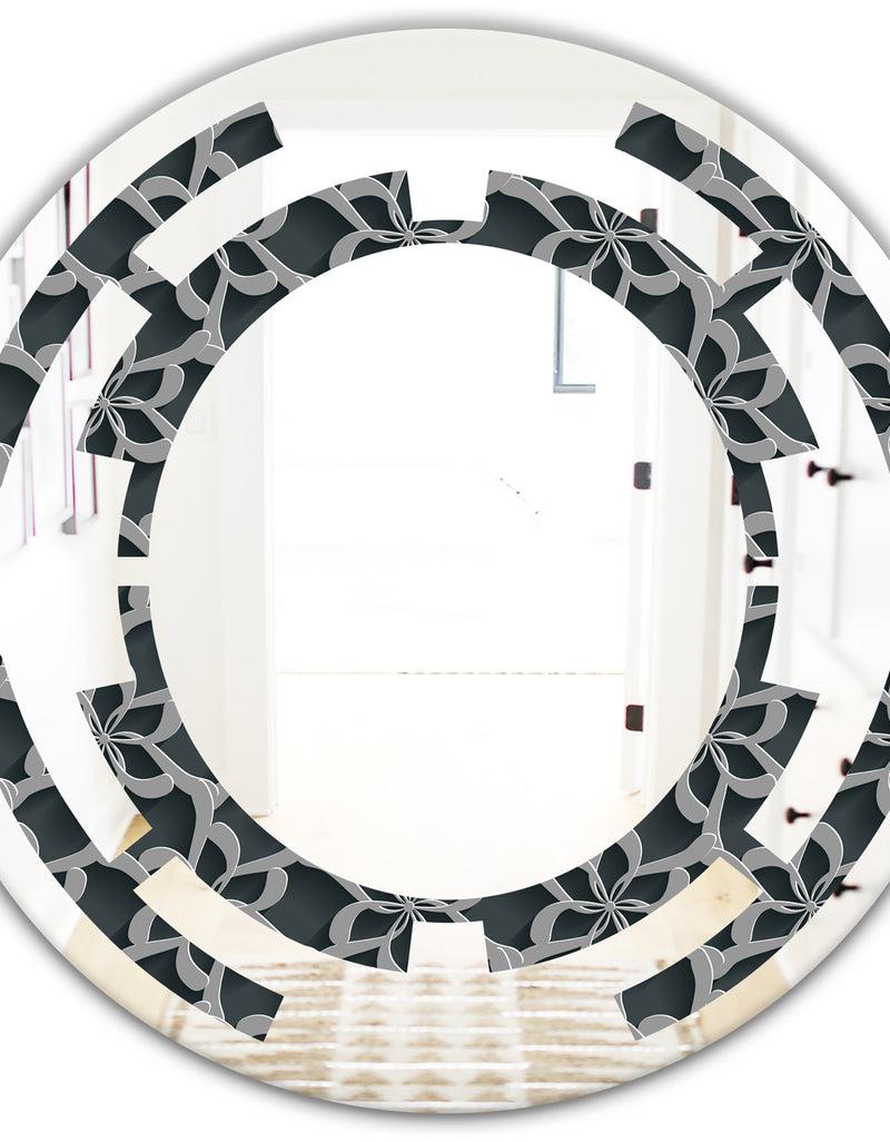 DesignQ Floral 3d Pattern Background. - Modern Round Or Oval Wall Mirror - Space